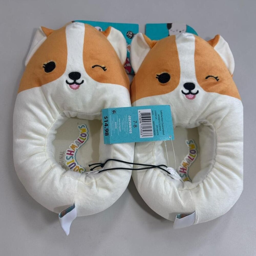 NWT Squishmallows Regina Corgi plush slippers by Jazwares